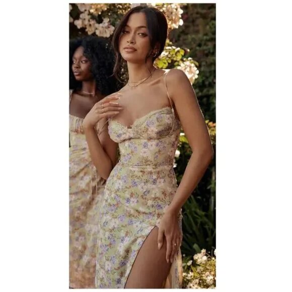 House of CB Charlotte Peony Print Floral Midi Dress Size XS - Picture 2 of 16